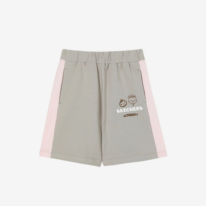 Skechers/斯凯奇正品2024新款儿童宽松拼色透气针织休闲短裤