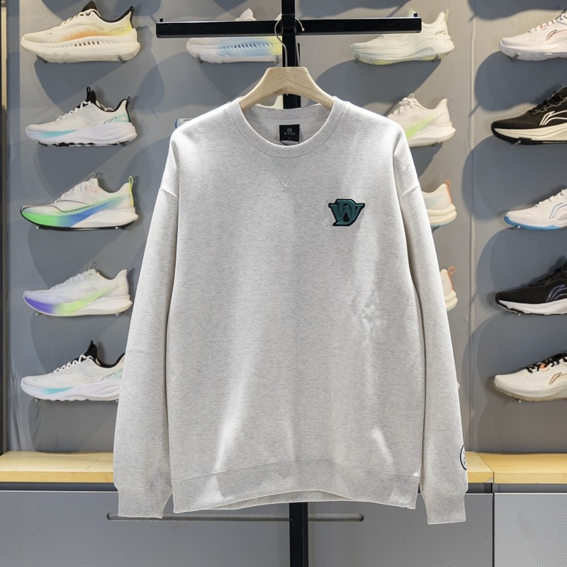 李宁正品韦德系列男子柔软亲肤宽松圆领休闲运动卫衣AWDV735-2