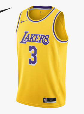 Nike/耐克正品新款男子矶湖人队3号篮球衣运动T恤CW3669-728