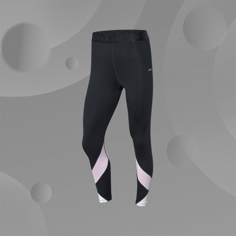 李宁正品米奇联名款运动裤女士紧身舒适运动长裤AULQ058