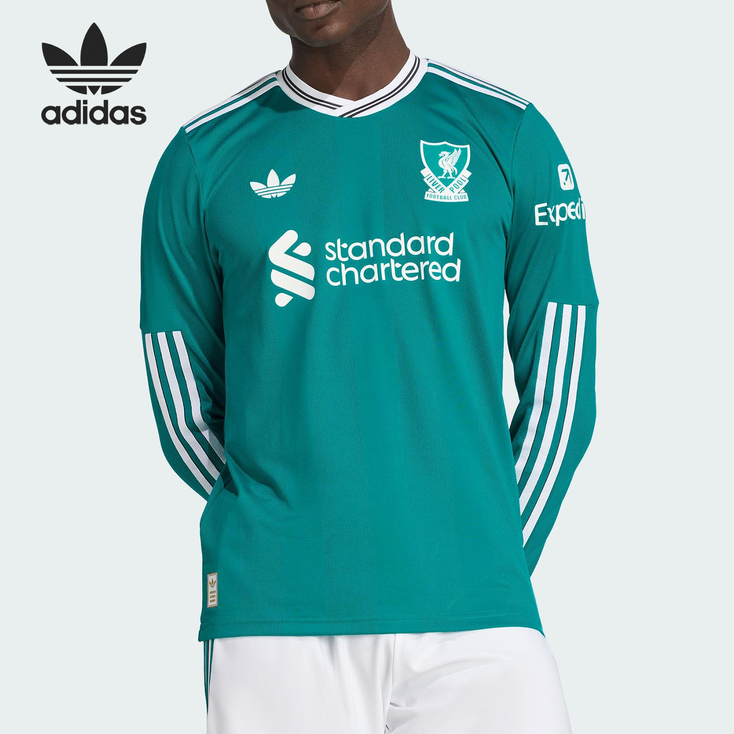 Adidas/阿迪达斯正品2025男士足球运动透气修身长袖T恤JV6460