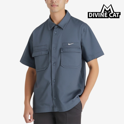 Nike/耐克正品新款男蓝灰色训练轻薄经典凉爽短袖衬衫DX3341-491