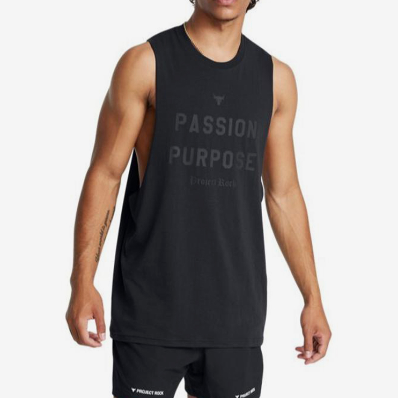 UA/安德玛正品Project Rock男子健身训练透气背心T恤1386896-001