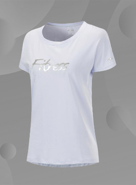 李宁正品秋女运动吸湿排汗棉圆领短袖宽松字母T恤ATSP212