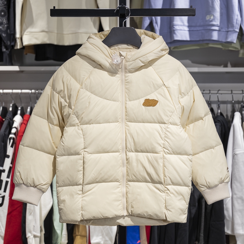 李宁正品运动生活系列女大童宽松休闲保暖连帽羽绒服YYMU008-1