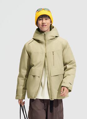 李宁正品CF溯男子防风防泼水运动休闲保暖拉链连帽羽绒服AYMV159