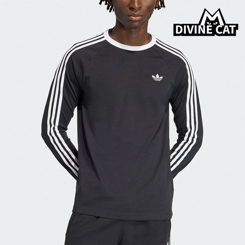 Adidas/阿迪达斯正品三叶草新款男黑白色亲肤经典长袖T恤KE3546