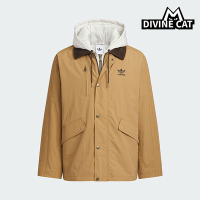 Adidas/阿迪达斯正品三叶草男士休闲连帽保暖二合一棉服KW1241