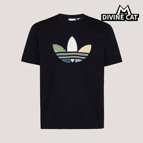 Adidas/阿迪达斯正品三叶草男士松弛感宽松经典日常印花T恤KW5671