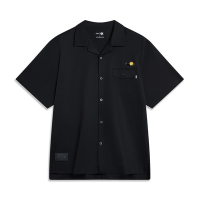 李宁正品2026夏款滑板系列男子宽松翻领短袖衬衫ASHT445