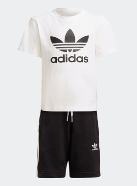 Adidas/阿迪达斯正品三叶草小童男女运动短袖套装H25274