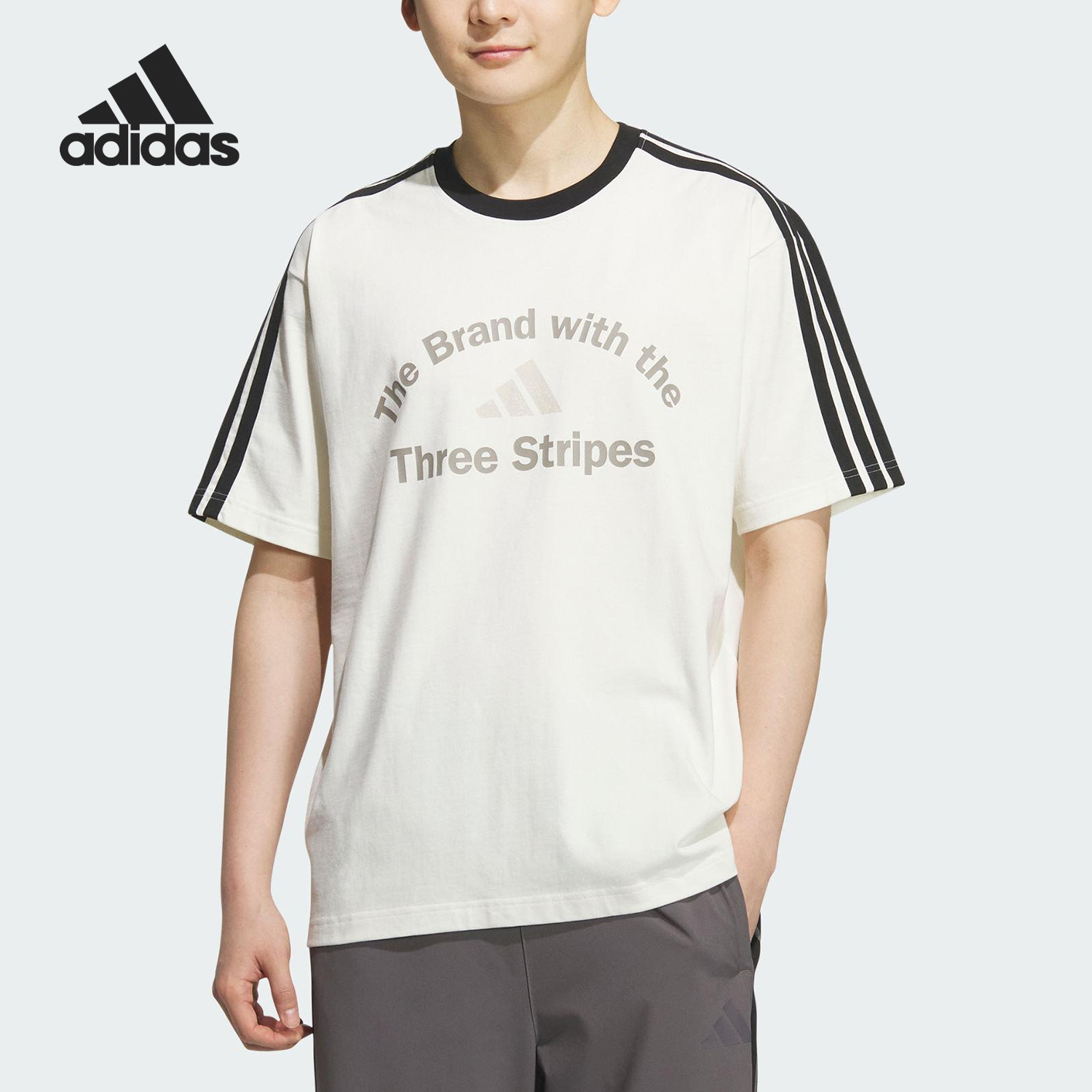 Adidas/阿迪达斯正品2025夏季款男士休闲针织户外短袖KF2478