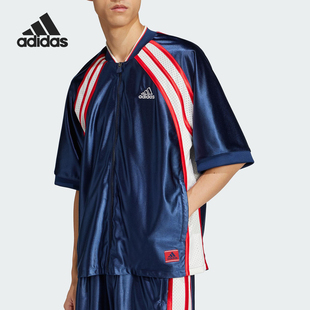 阿迪达斯正品 拼接宽松短袖 2025春季 男士 JD5410 新款 Adidas