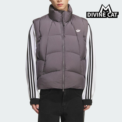 Adidas/阿迪达斯正品三叶草男女拉链保暖立领运动羽绒马甲KV3986