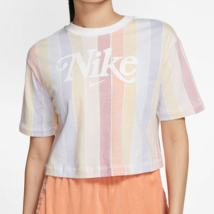 耐克正品 运动圆领T恤 当季 条纹女子休闲短款 CJ2503 新款 Nike