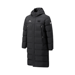 李宁正品 连帽舒适保暖百搭长羽绒服AYMU343 羽毛球系列男女同款