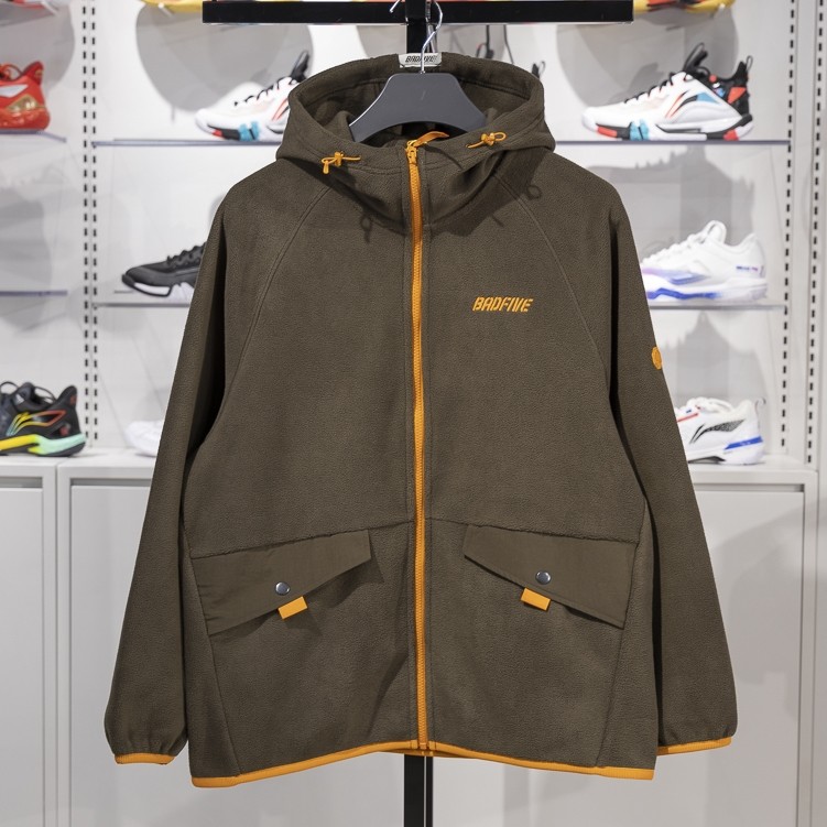 李宁正品反伍BADFIVE男子潮流休闲宽松保暖摇粒绒外套AFDU499-3