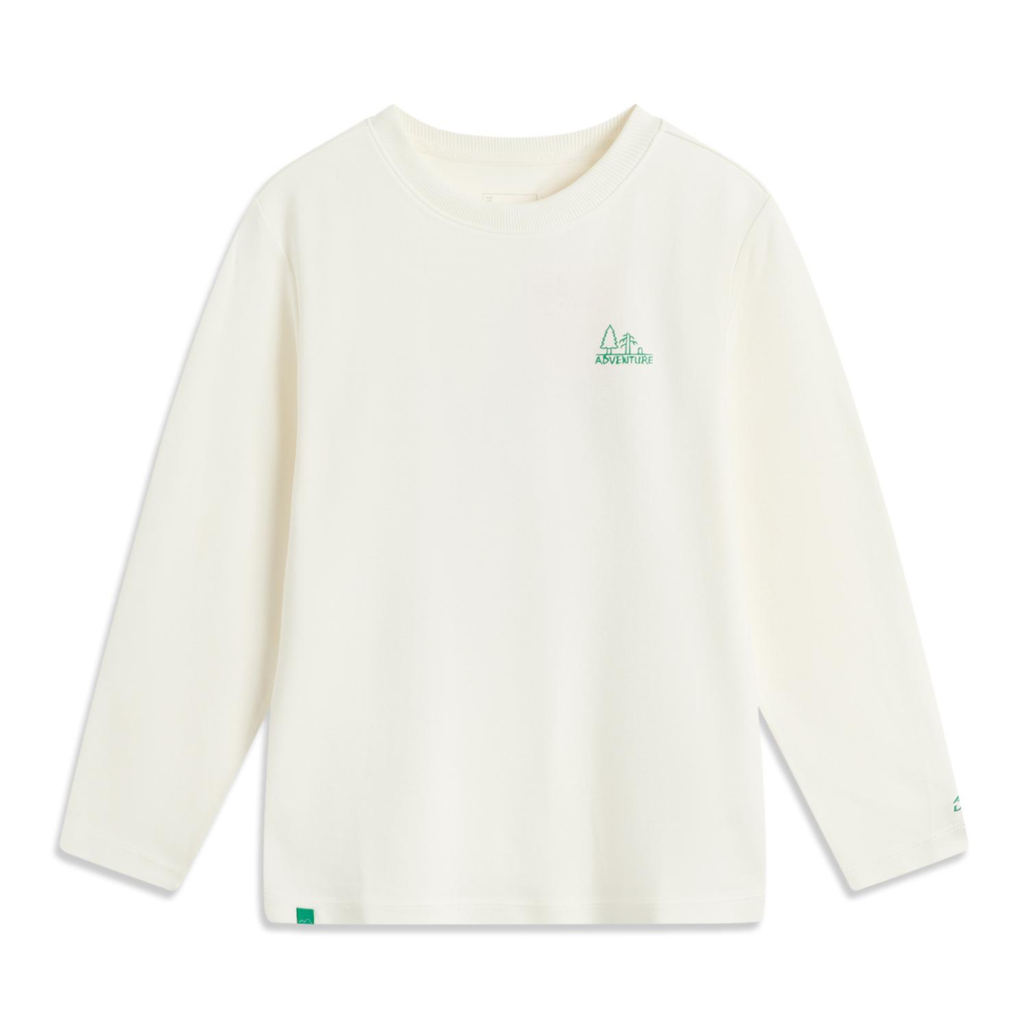 李宁正品2025新款户外系列男大童圆领休闲印花长袖文化衫YHSV003