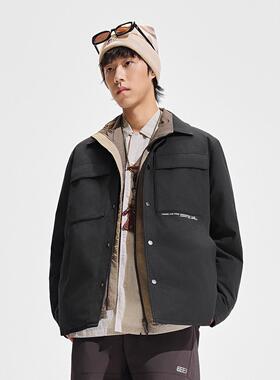 李宁正品CF溯男子反光防泼水保暖宽松运动休闲翻领羽绒服AYMV163