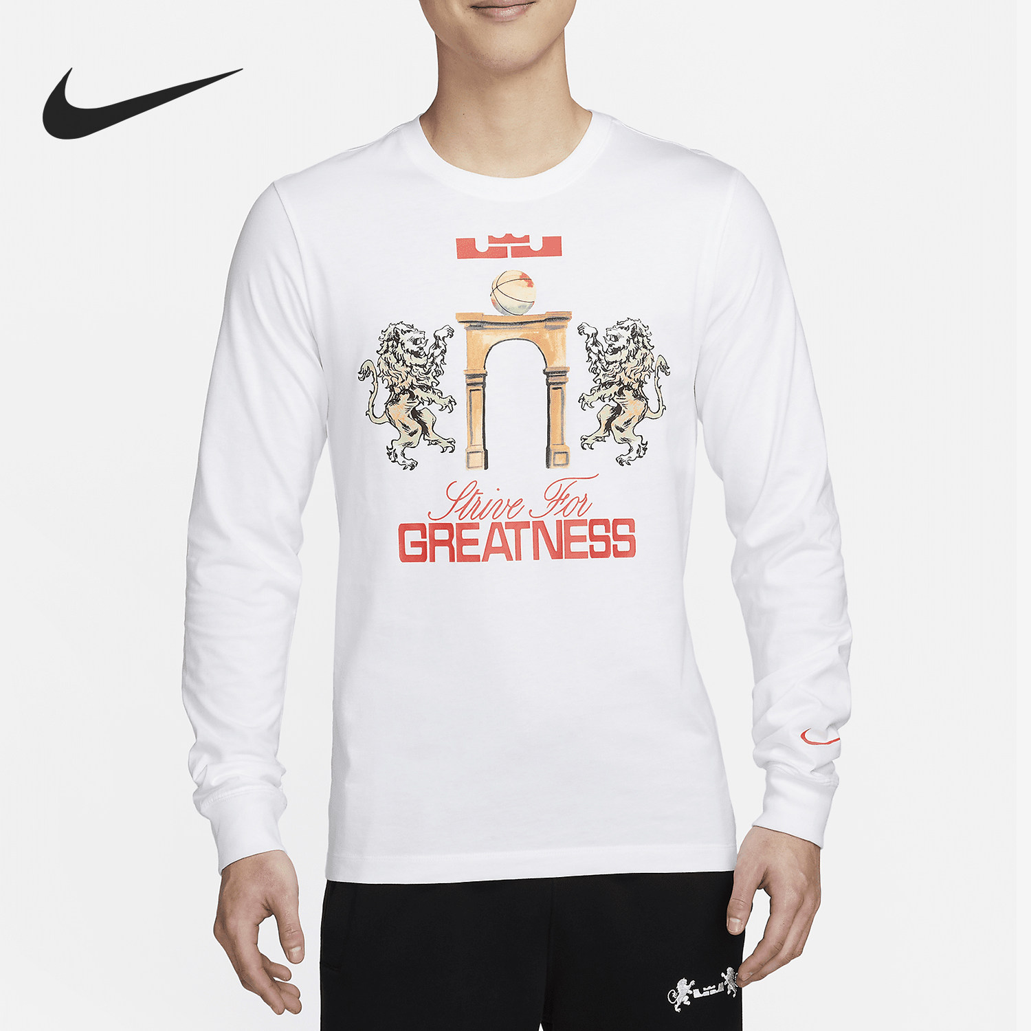 Nike/耐克正品春夏男士圆领字母印花日常长袖T恤FQ4909-100