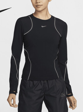 Nike/耐克正品秋季新款女士圆领拼接训练跑步长袖FV6419-010