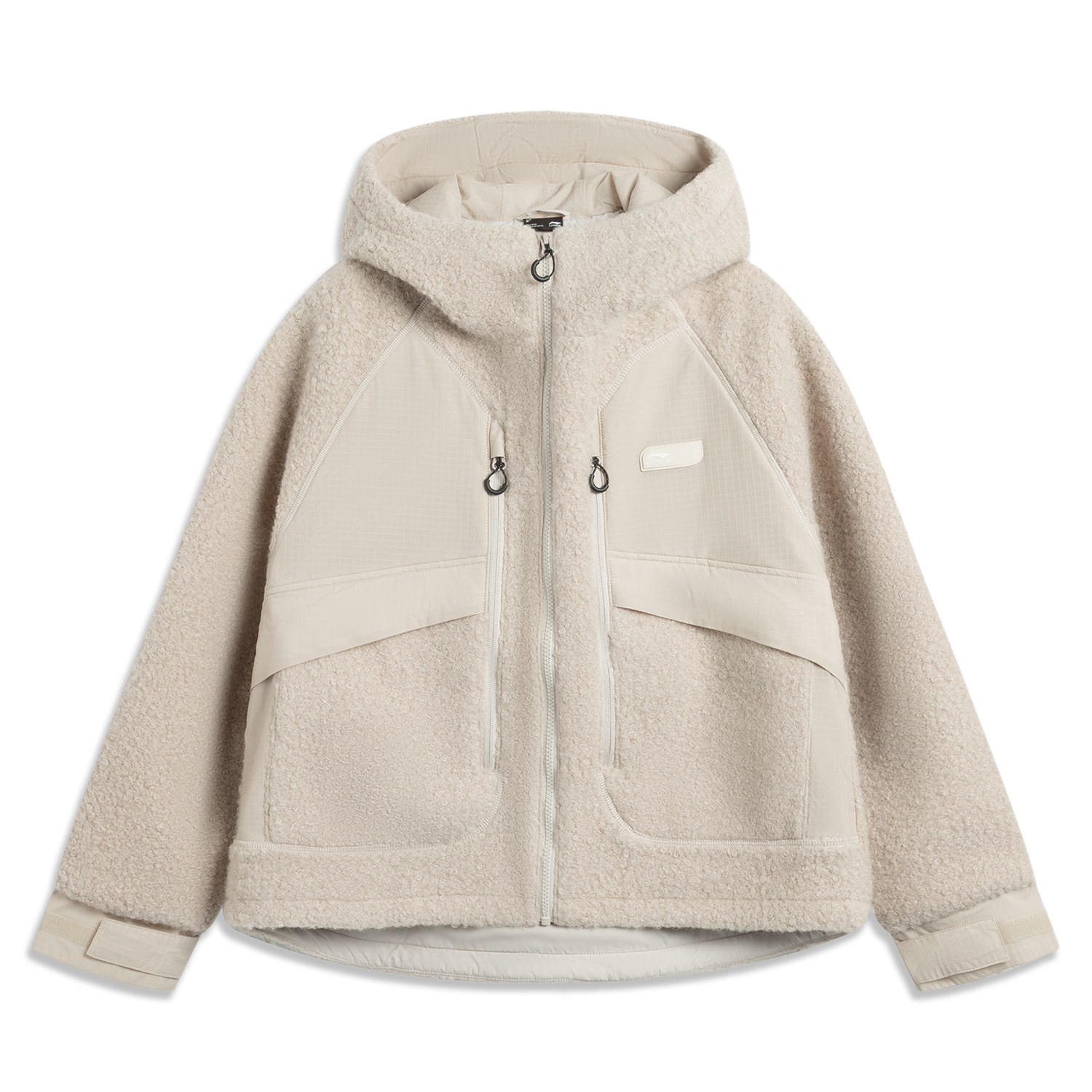 李宁正品女子宽松保暖羊羔绒外套