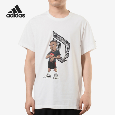 Adidas/阿迪达斯正品 利拉德篮球Q版卡通透气休闲运动T恤 CV9971