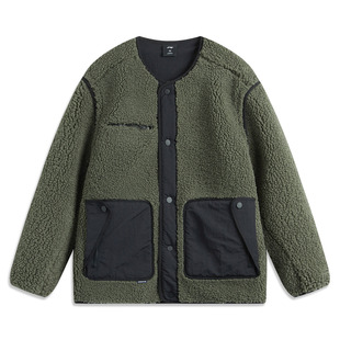 李宁正品 撞色拼接保暖宽松可拆卸针织外套AFDU911 CF溯男子时尚