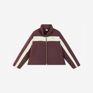 Puma/彪马新款女酒红米白色保暖时尚拼色羽绒服634283-96