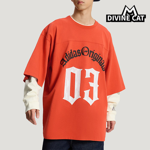 Adidas/阿迪达斯正品三叶草男士亲肤宽松个性时尚印花T恤KR0407