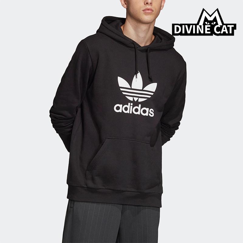 Adidas/阿迪达斯正品三叶草男士经典连帽套头运动印花卫衣DT7964