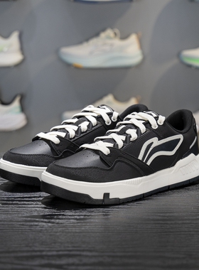 李宁正品COMMON 80s男子时尚潮流低帮耐磨抓地休闲板鞋AGCV269-2