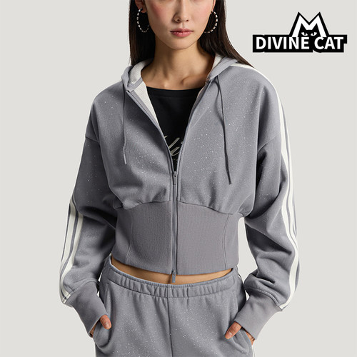 Adidas/阿迪达斯正品DCE KN JKT 1女士条纹针织时尚外套KX8906