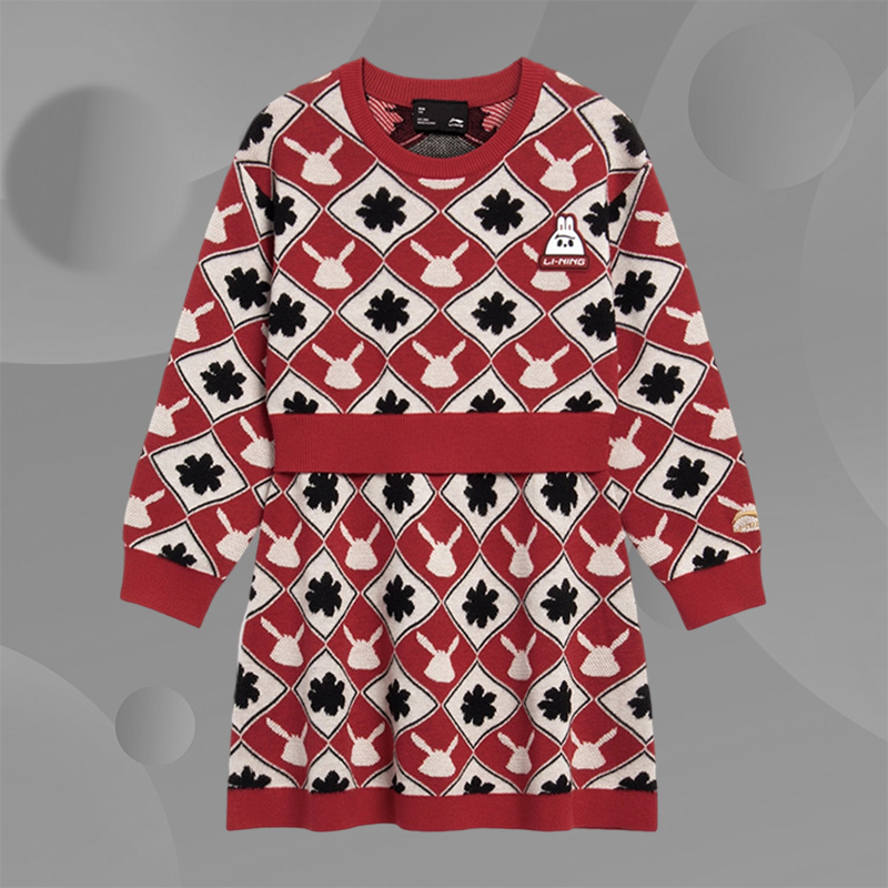 Lining/李宁正品女小童运动生活系列时尚宽松休闲连衣裙YSKT002