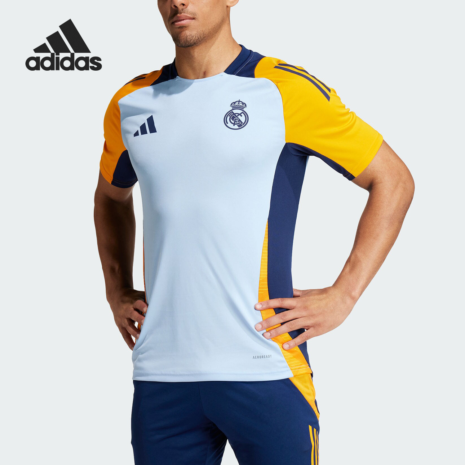 Adidas/阿迪达斯正品运动男士皇马足球训练透气短袖球衣T5125