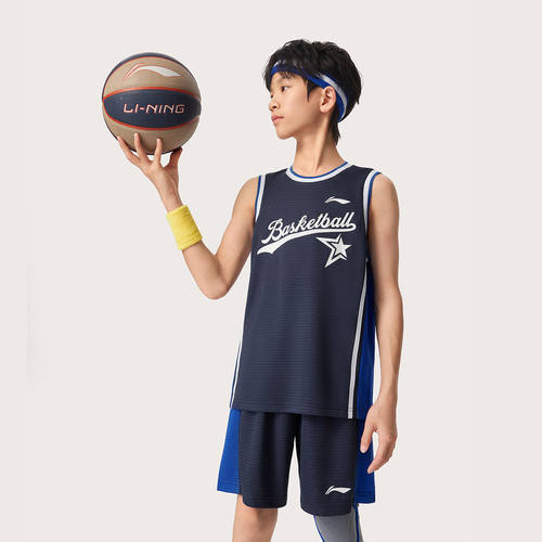 李宁正品26年新款男女小大童宽松专业训练篮球比赛套装YATW029-3