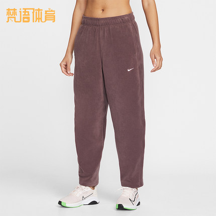 Nike/耐克正品2025冬季款女士休闲中腰摇粒绒刺绣长裤HV3708-502
