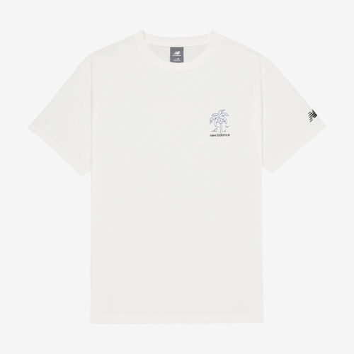New Balance新百伦正品男款字母宽松圆领短袖T恤AMT52385-WT