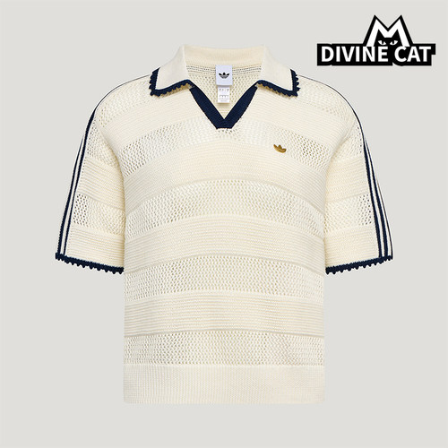 Adidas/阿迪达斯正品三叶草女士时尚条纹短袖Polo衫KX0713