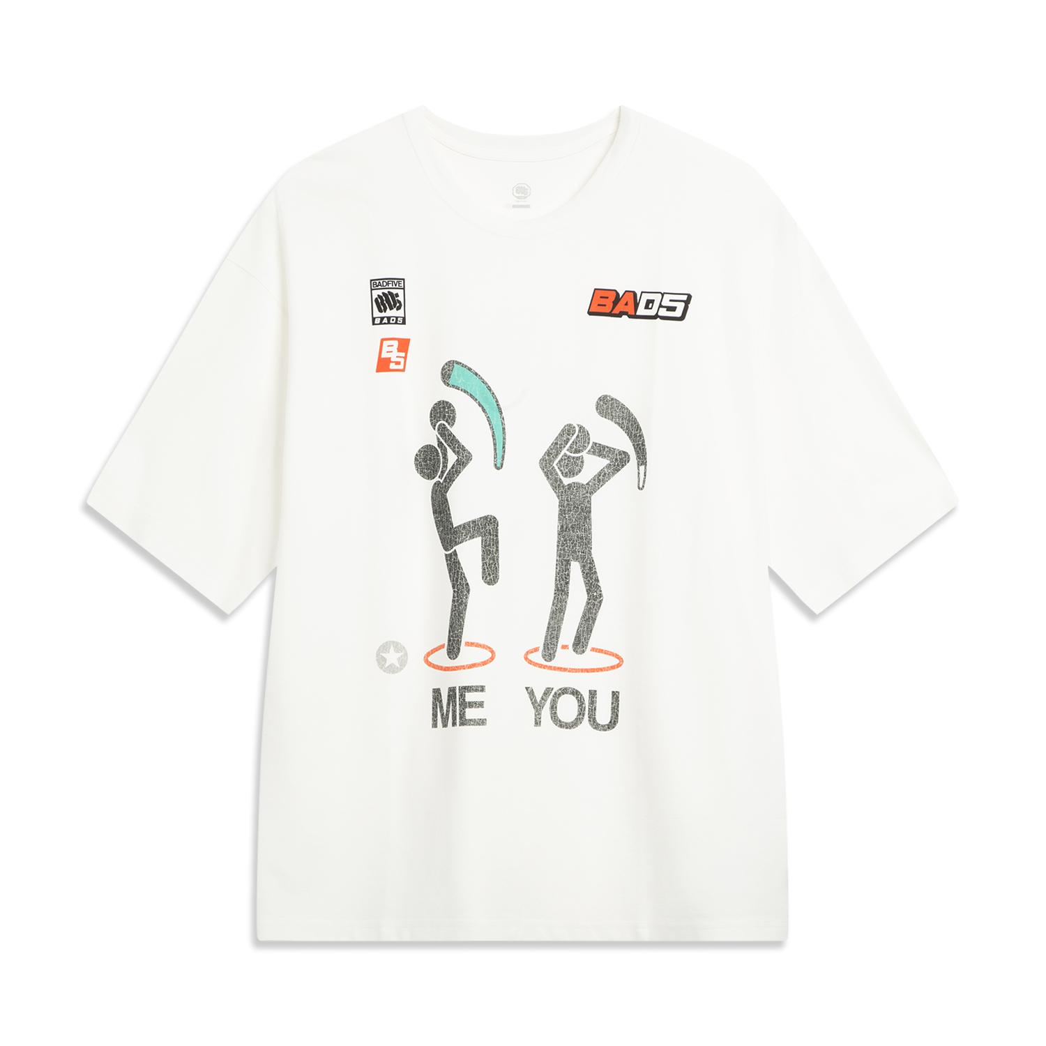 李宁正品反伍BADFIVE男子宽松圆领印花吸湿排汗运动短袖AHSVD17