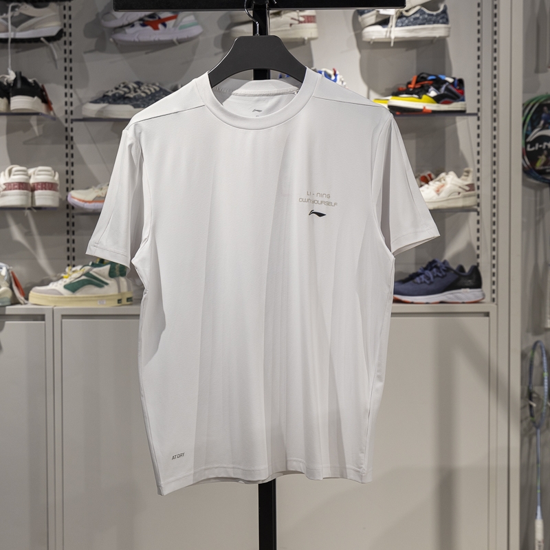 李宁正品夏季新款男子简约圆领休闲百搭速干运动短袖ATSU501-1