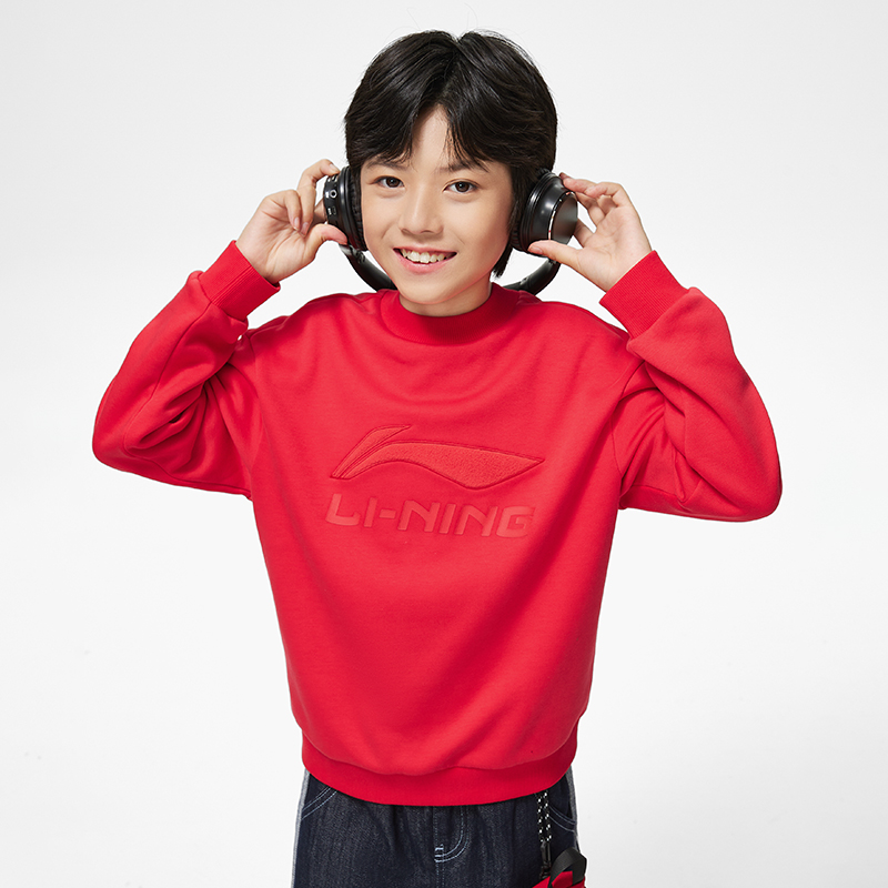 Lining/李宁正品冬季儿童新款圆领休闲宽松套头运动卫衣YWDT449