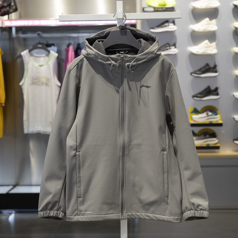 李宁正品健身系列男子加绒保暖简约梭织休闲运动风衣AFDU529-5