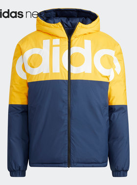 Adidas/阿迪达斯正品NEO男子运动保暖连帽双面穿羽绒服H45285