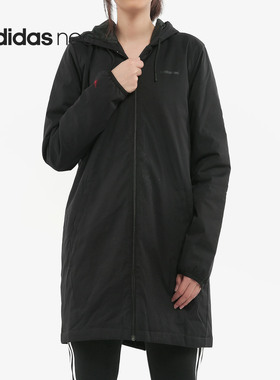Adidas/阿迪达斯正品女子W CS PARKA JKT 连帽中长款棉服 DW8351