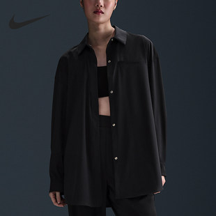 Nike/耐克正品2025秋季款女士运动翻领长袖衬衫HM8385-010
