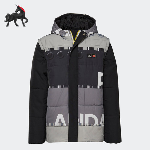 阿迪达斯正品大童连帽棉服