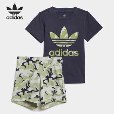 Adidas/阿迪达斯正品三叶草夏季新款婴童运动短袖套装HE6928