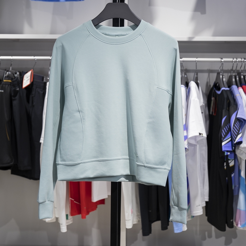 李宁正品2024健身系列女子纯色圆领柔软舒适套头卫衣AWDU144-2