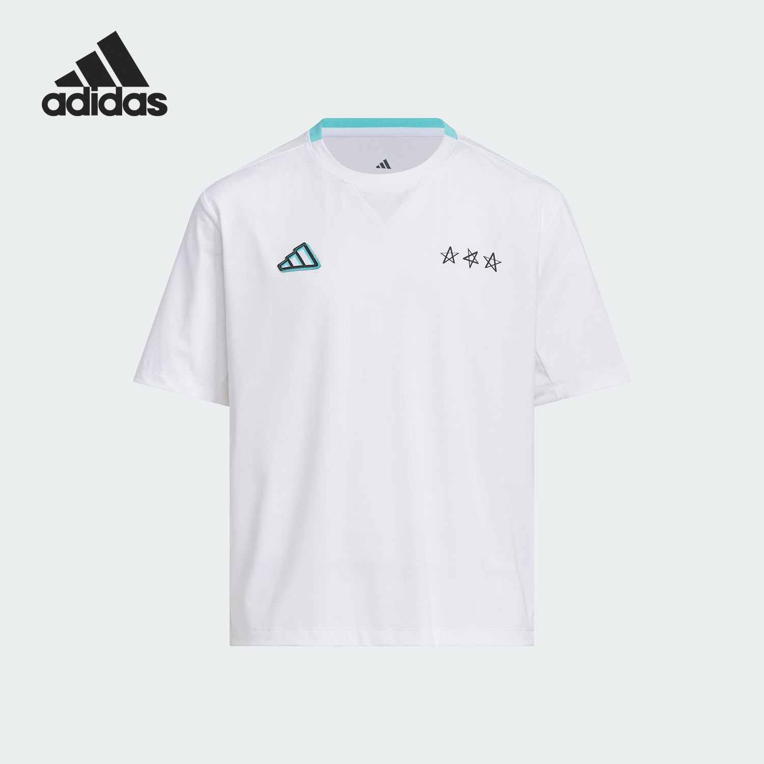 Adidas/阿迪达斯正品2025夏季款儿童透气运动宽松短袖JM3453